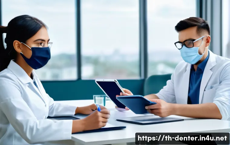 치과위생사 직장 내 팀워크 유지법 - A modern dental clinic team engaged in a collaborative meeting, featuring diverse professionals incl...