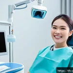 Home 23 치과위생사 신기술 활용 방법 - A high-tech dental clinic interior in Thailand featuring a dentist using a 3D intraoral scanner on a...