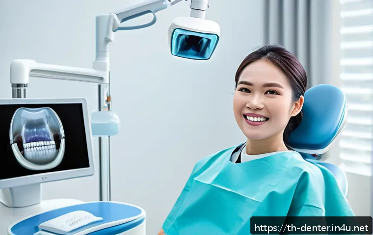 치과위생사 신기술 활용 방법 - A high-tech dental clinic interior in Thailand featuring a dentist using a 3D intraoral scanner on a...