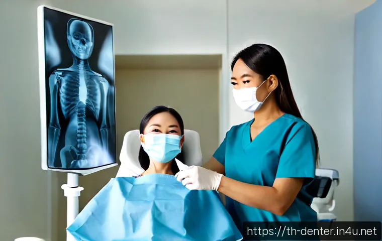 Home 30 치과위생사로서 성장하는 법 - Photorealistic young Thai dental hygienist in neat professional scrubs and protective mask, carefull...